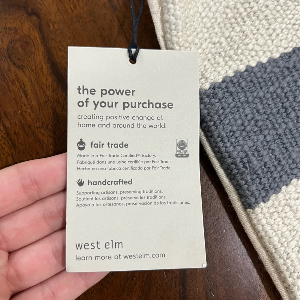 West Elm Charcoal and Cream Striped Accent Pillows